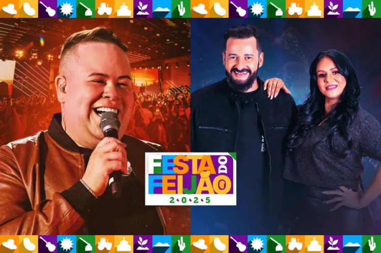 Festa do Feijão 2025 com os artistas confirmados: Rey Vaqueiro e Forrozão Tropykália se apresentam no dia 14 de agosto, em Assunção do Piauí.